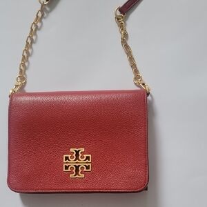 Tory Burch Red Crossbody Bag with Gold Chain